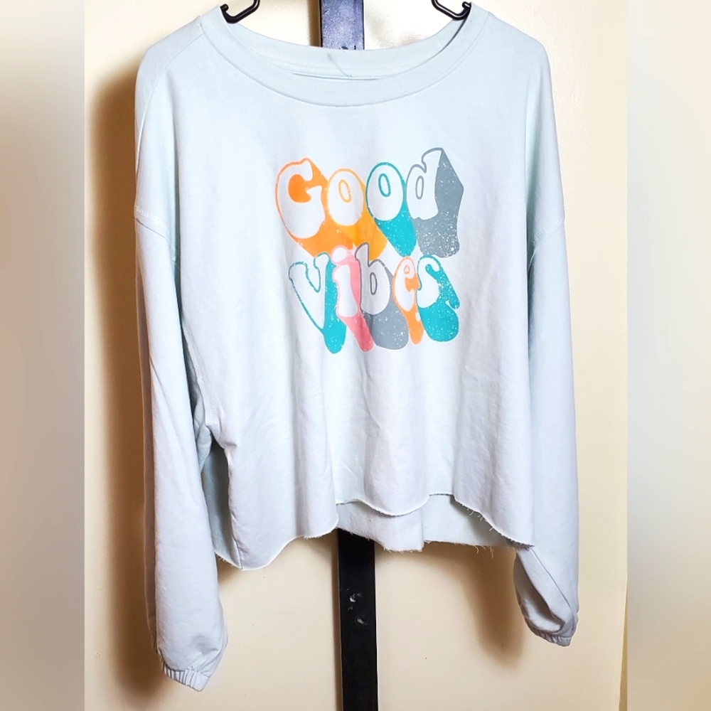 🎉Host Pick🎉 Good Vibes Women's Cropped Top Sweatshirt Size 1X